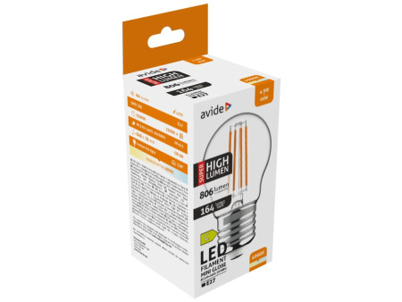 Avide LED Filament Σφαιρική 4.9W E27 Λευκό 4000K Super Υψηλής Φωτεινότητας | ATC | 15.001.1929