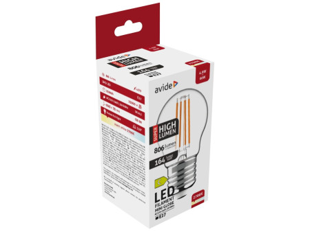 Avide LED Filament Σφαιρική 4.9W E27 Θερμό 2700K Super Υψηλής Φωτεινότητας | ATC | 15.001.1930