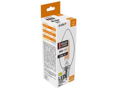 Avide LED Filament Κερί 4.9W E14 Λευκό 4000K Super Υψηλής Φωτεινότητας | ATC | 15.001.1718