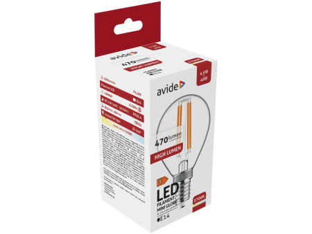 Avide LED Filament Σφαιρική 4.5W E14 WW 2700K | ATC | 15.001.1728