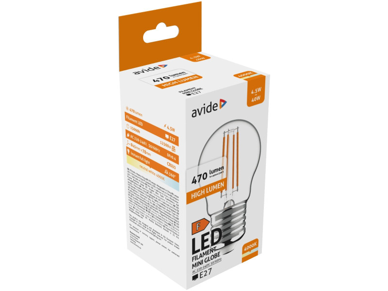 Avide LED Filament Mini Globe 4.5W E27 NW 4000K | ATC | 15.001.1730