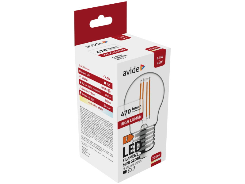 Avide LED Filament Mini Globe 4.5W E27 WW 2700K | ATC | 15.001.1732