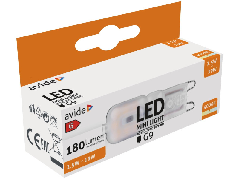 Avide LED 2.5W G9 160° Λευκό 4000K flat | ATC | 15.001.1146