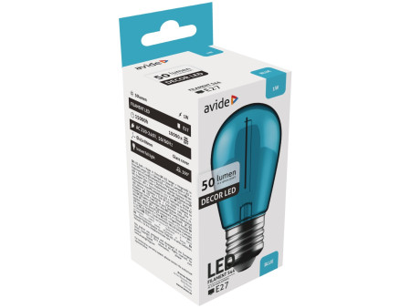 Avide LED Διακοσμητική Λάμπα Filament 1W E27 Μπλέ | ATC | 15.001.1699