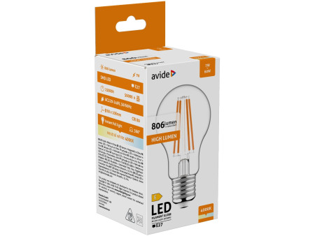 Avide LED Filament Κοινή 7W E27 Λευκό 4000K | ATC | 15.001.1310