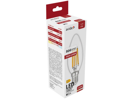 Avide LED Filament Κερί 6.5W E14 Θερμό 2700K Υψηλής Φωτεινότητας | ATC | 15.001.1721