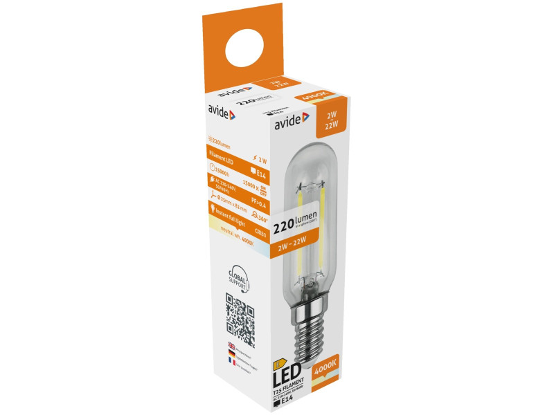 Avide LED Filament T25 2W E14 Λευκό 4000K | ATC | 15.001.1734