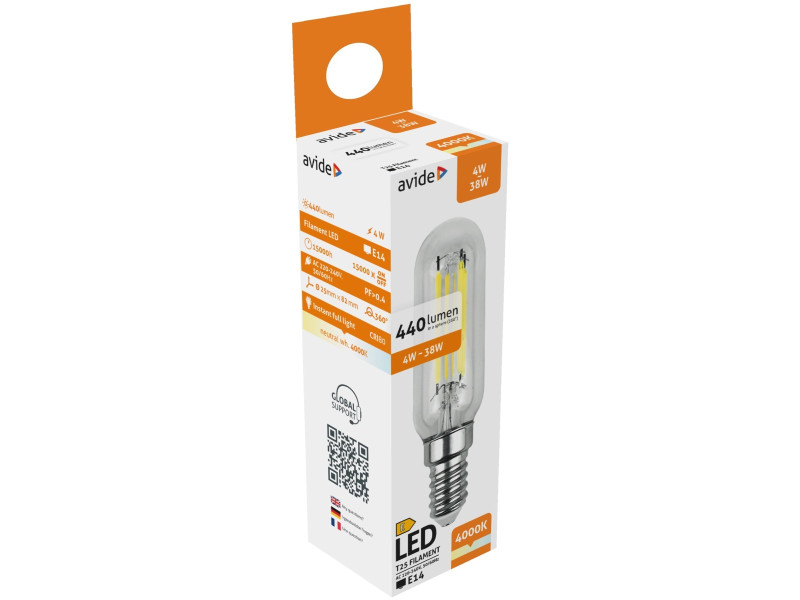 Avide LED Filament T25 4W E14 Λευκό 4000K | ATC | 15.001.1735