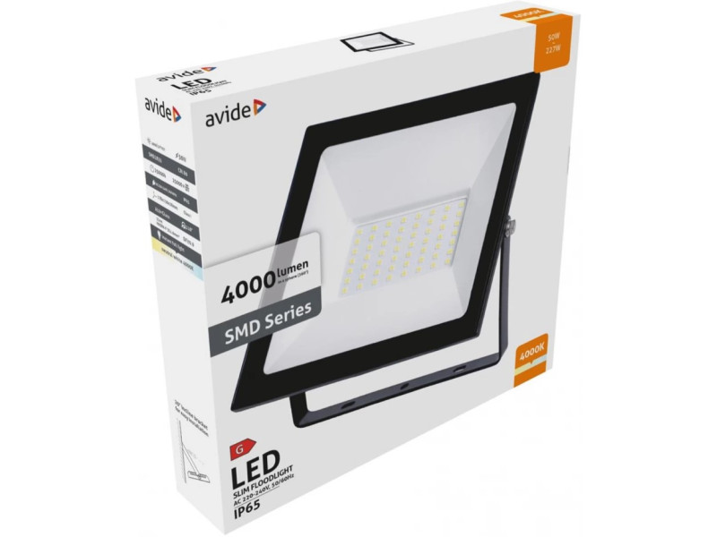 Avide Value LED Flood Light Slim SMD 50W NW 4000K | ATC | 15.001.1666