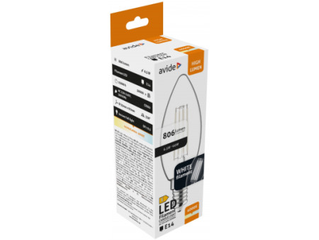 Avide LED White Filament Candle 6.5W E14 NW 4000K | ATC | 15.001.2050