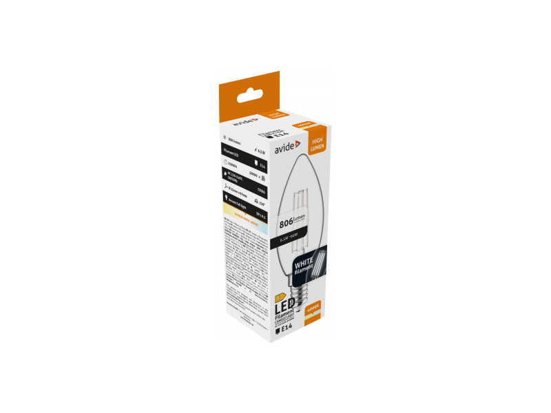 Avide LED White Filament Candle 6.5W E14 NW 4000K | ATC | 15.001.2050