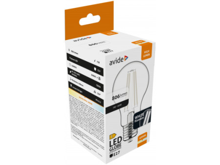 Avide LED White Filament Globe 7W E27 NW 4000K | ATC | 15.001.2055