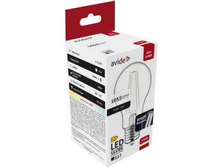 Avide LED White Filament Globe 8.5W E27 WW 2700K | ATC | 15.001.2056