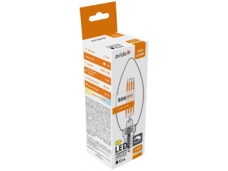 Avide LED Filament Candle 5.9W E14 NW 4000K Dimmable | ATC | 15.001.2070