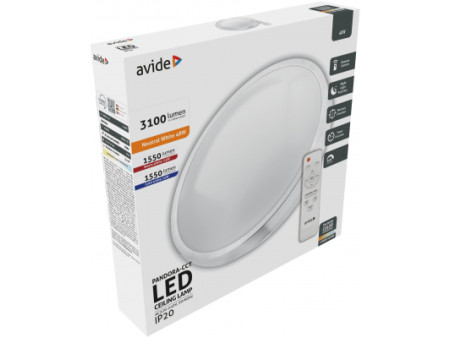 Avide LED Ceiling Lamp Oyster Pandora-CCT (ALU) 48W (24+24) with remote