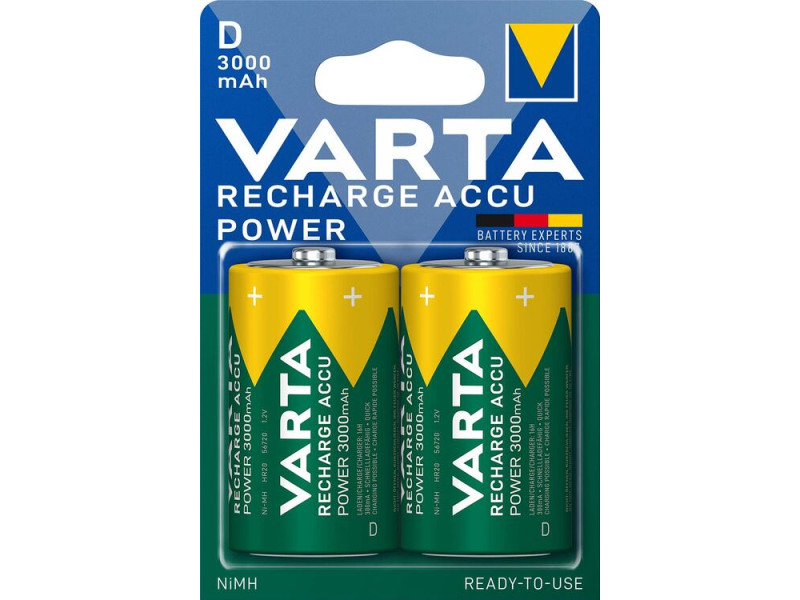 Varta Επαναφορτιζόμενη R2U D 3000mAh (2τμχ) | ATC | 01.003.0012