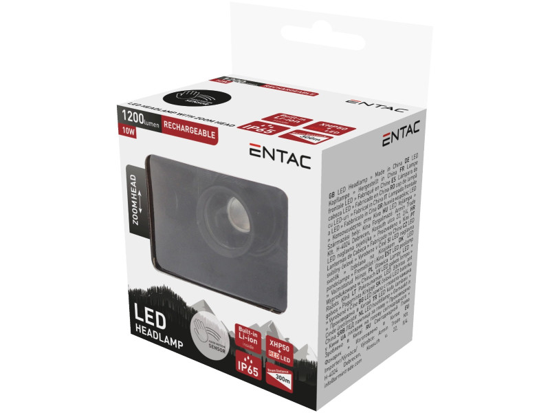 Entac Φακός Κεφαλής Zoom Με Αισθητήρα Κίνησης 10W XHP50+ Κόκκινο | ATC | 15.007.0077