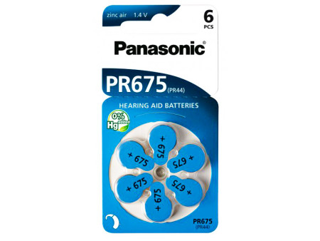 PANASONIC μπαταρίες ακουστικών βαρηκοΐας PR675, mercury free, 1.4V, 6τμχ