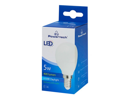 POWERTECH LED Λάμπα Mini Globe E14-006 5W, 6500K, E14, Samsung LED, IC