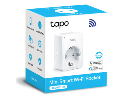 TP-LINK smart αντάπτορας ρεύματος TAPO-P100, Wi-Fi, bluetooth, Ver. 1.0