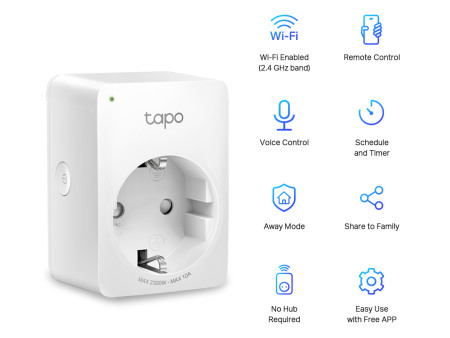 TP-LINK smart αντάπτορας ρεύματος TAPO-P100, Wi-Fi, ΒΤ, 4τμχ, Ver. 1.0