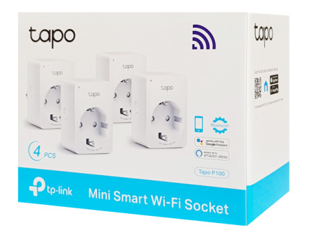 TP-LINK smart αντάπτορας ρεύματος TAPO-P100, Wi-Fi, ΒΤ, 4τμχ, Ver. 1.0