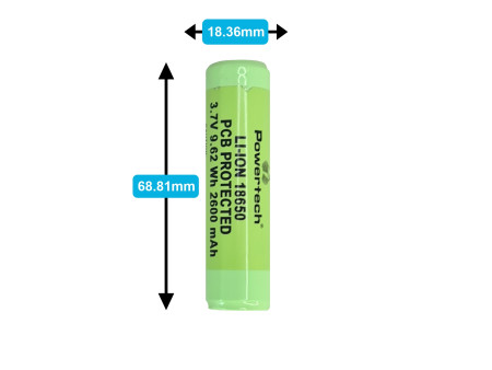 POWERTECH επαναφορτιζόμενη μπαταρία τύπου 18650 PT-863, 2600mAh