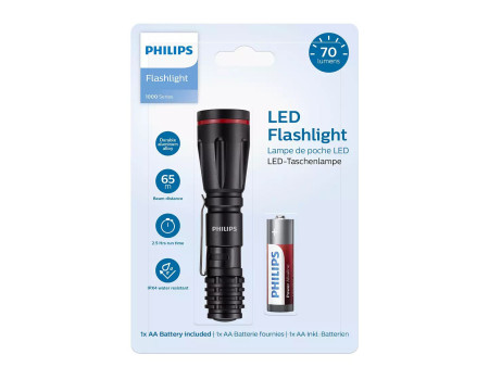 PHILIPS φορητός φακός LED SFL1000P-10, 1000 series, 70lm, μαύρος