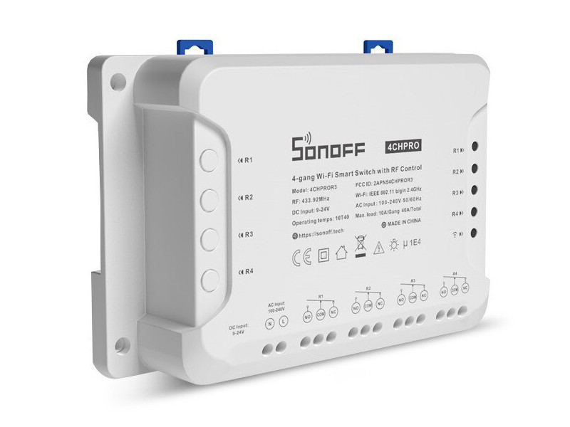 SONOFF Smart Διακόπτης 4CH PRO R3, 4 θέσεων, 40A, RF control, λευκός