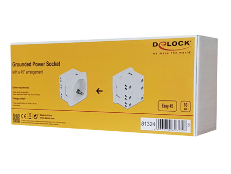 DELOCK module πρίζας ρεύματος Easy 45 81324, 45°, 45x45mm, 10τμχ