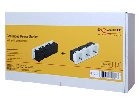 DELOCK τριπλό module πρίζας ρεύματος Easy 45 81323, 45°, 45x45mm, 5τμχ