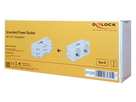 DELOCK διπλό module πρίζας ρεύματος Easy 45 81325, 45°, 45x45mm, 5τμχ