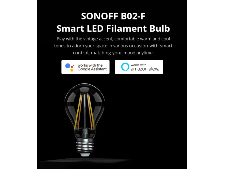 SONOFF Smart λάμπα LED Filament B02-F-A60, Wi-Fi, 7W, E27, 2200K-6500K