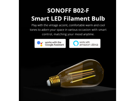 SONOFF Smart λάμπα LED Filament B02-F-ST64, Wi-Fi, 7W, E27, 1800K-5000K