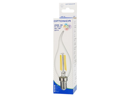 OPTONICA LED λάμπα Candle C35T Filament 1481, 4W, 4500K, E14, 400lm