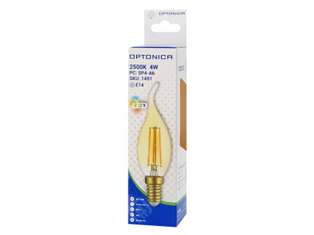 OPTONICA LED λάμπα Candle T35 Filament 1491, 4W, 2500K, E14, 400lm