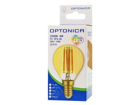 OPTONICA LED λάμπα G45 Filament 1492, 4W, 2500K, E14, 400lm