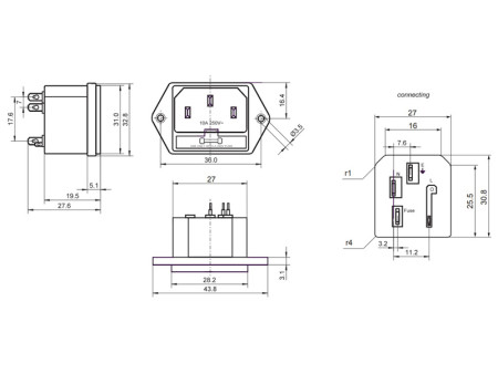 GOOBAY AC chassis plug 11261, με ασφάλεια