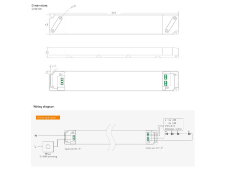 YSD τροφοδοτικό DC 100WUGP-12, 12VDC, 100W, 8.3A, IP20, dimmable