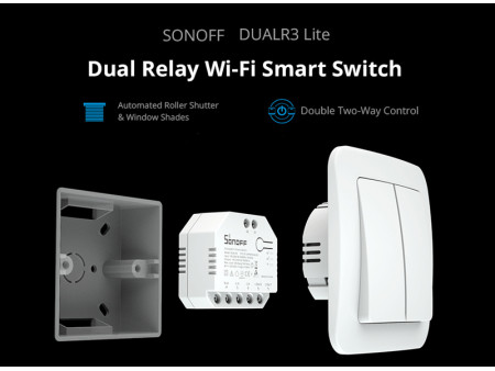 SONOFF smart διακόπτης DUALR3 Lite, 2-Gang, Wi-Fi, 15A, λευκός