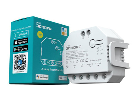 SONOFF smart διακόπτης DUALR3 Lite, 2-Gang, Wi-Fi, 15A, λευκός