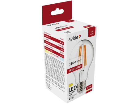 Avide LED Filament Κοινή 12W E27 A65 360° Θερμό 2700K Υψηλής Φωτεινότητας | ATC | 15.001.0236