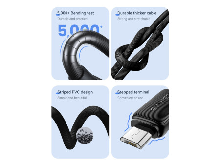 USAMS καλώδιο micro USB σε USB US-SJ690, 10W, 480Mbps, 1m, μαύρο