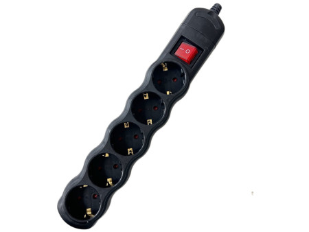 Entac Rewireable 5 Sockets with Switch Black | ATC | 15.005.0438