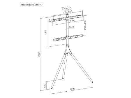 POWERTECH βάση δαπέδου PT-1400 για τηλεόραση 45-65", έως 32kg