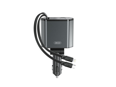 XO CC62 Smart Μεταλλικός 4 σε 1 Retractable Φορτιστής Αυτοκινήτου | ATC | 16.006.0308