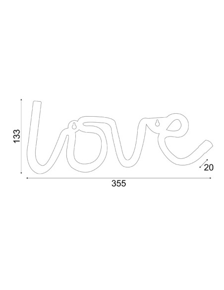 Aca LOVE, 118 NEON LED ΛΑΜΠΑΚΙΑ ΜΕ ΜΠΑΤΑΡΙΑ (3xAA)/USB, WW, IP20, 35.5x2x13cm - (X041181322)