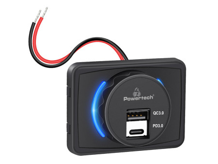 POWERTECH πρίζα USB για σκάφη & οχήματα PTL-027, USB & USB-C