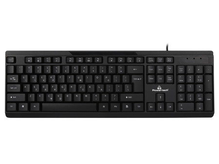 POWERTECH πληκτρολόγιο PT-1069, ενσύρματο, multimedia, EN/GR, μαύρο