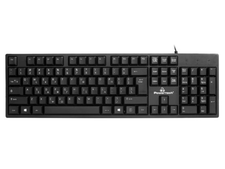 POWERTECH πληκτρολόγιο PT-1074, ενσύρματο, EN/GR, μαύρο